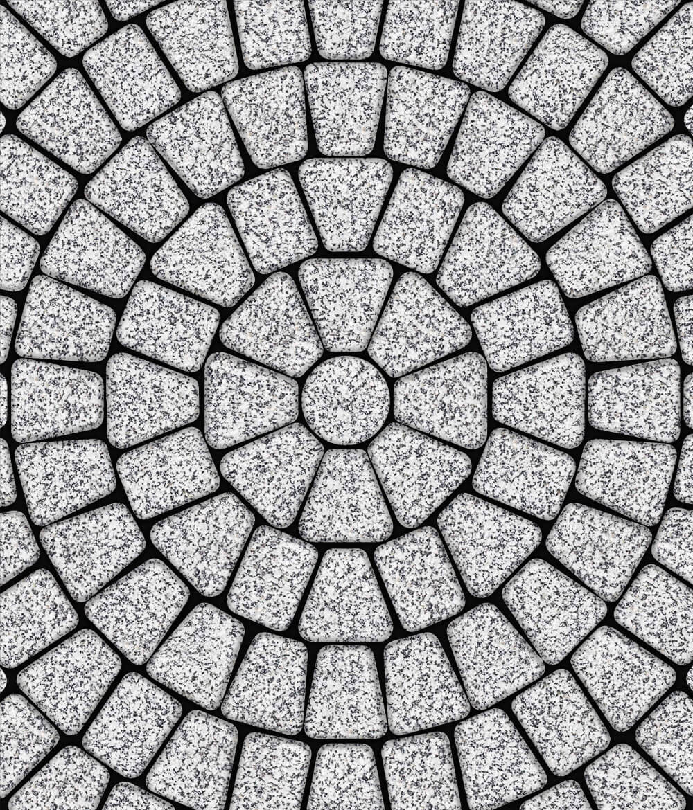 Тротуарная плитка Классико круговая круговая из 3 плит Стоунмикс Бело-черный 60