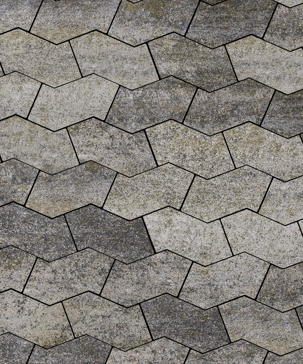 Тротуарная плитка S-форма Искусственный камень Габбро  100  172x94