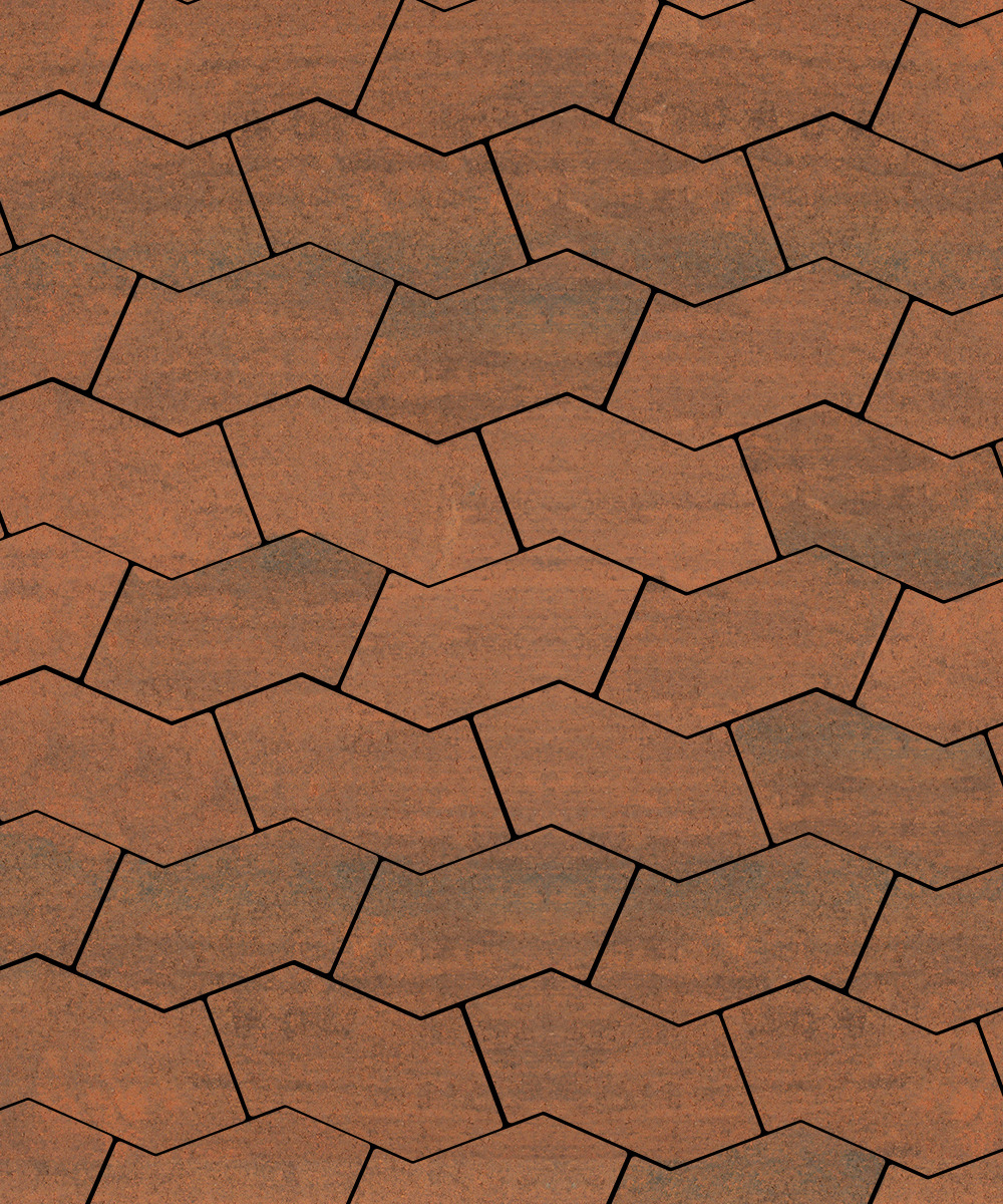 Тротуарная плитка S-форма Листопад гладкий Мустанг  100  172x94