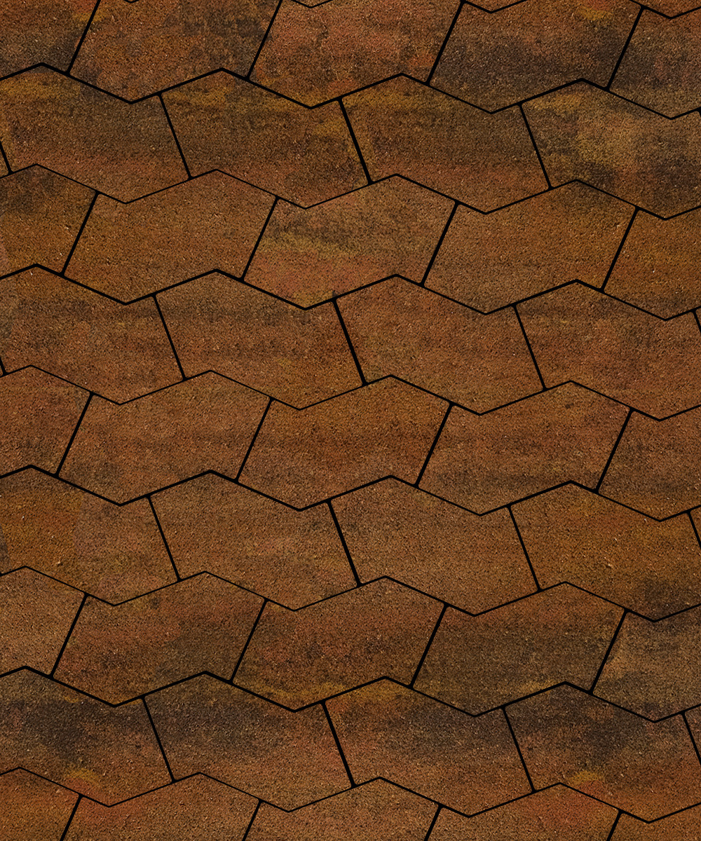 Тротуарная плитка S-форма Листопад гранит Саванна  100  172x94