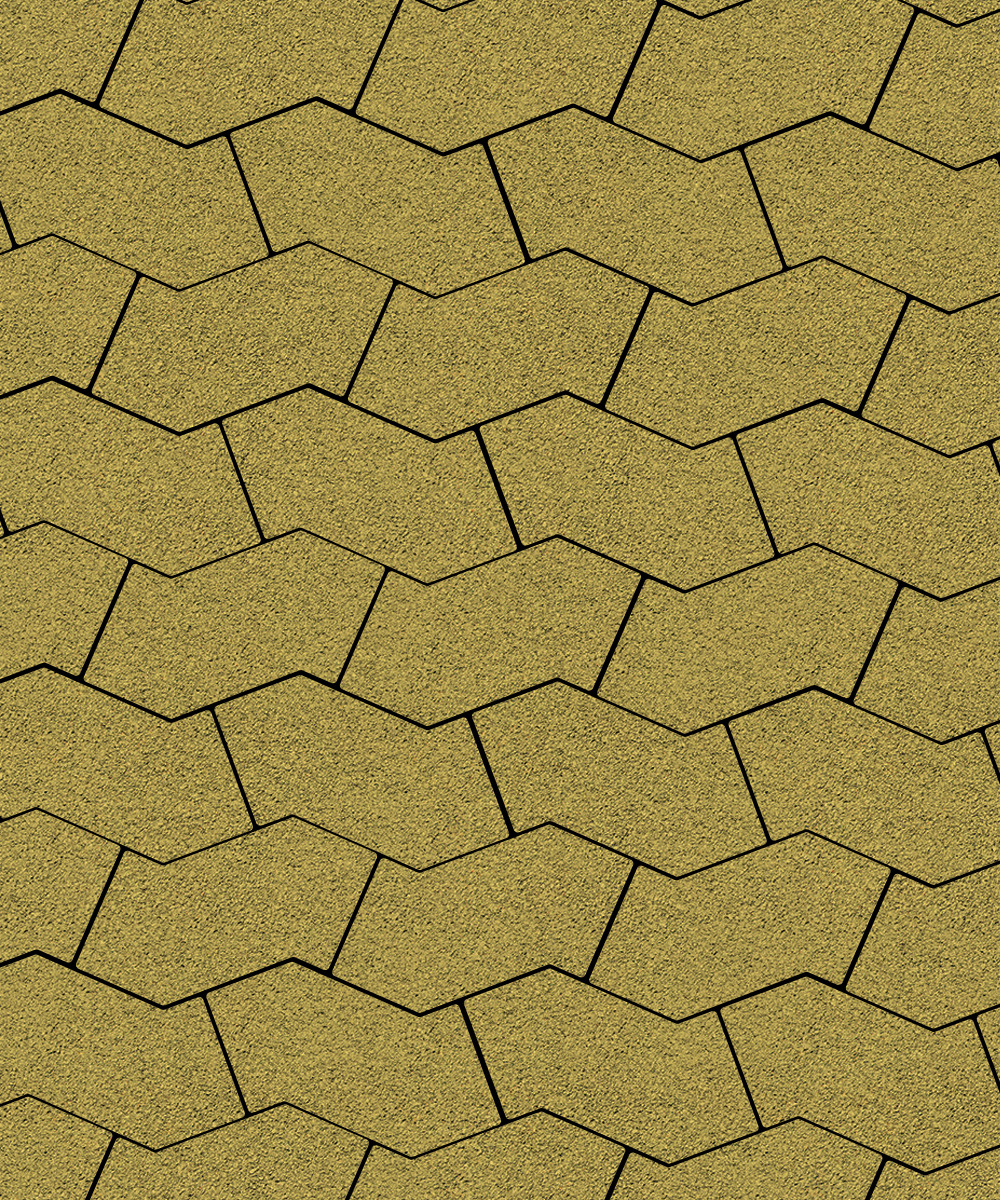 Тротуарная плитка S-форма Гранит Желтый  100  172x94